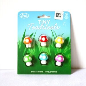 NWT Mushroom Drink Markers Fred Studio Toadstool Wine Glass Charms Drinkware
